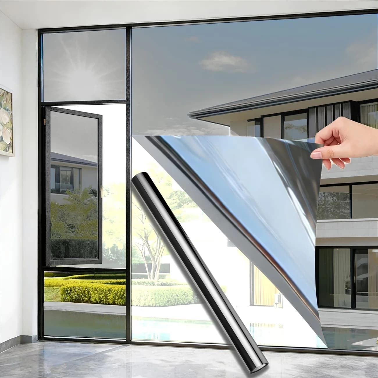 Household Electrostatic Adsorption Blackout Curtain Film One-Way Vision Heat Insulation Film Anti-Glare And UV Protection.