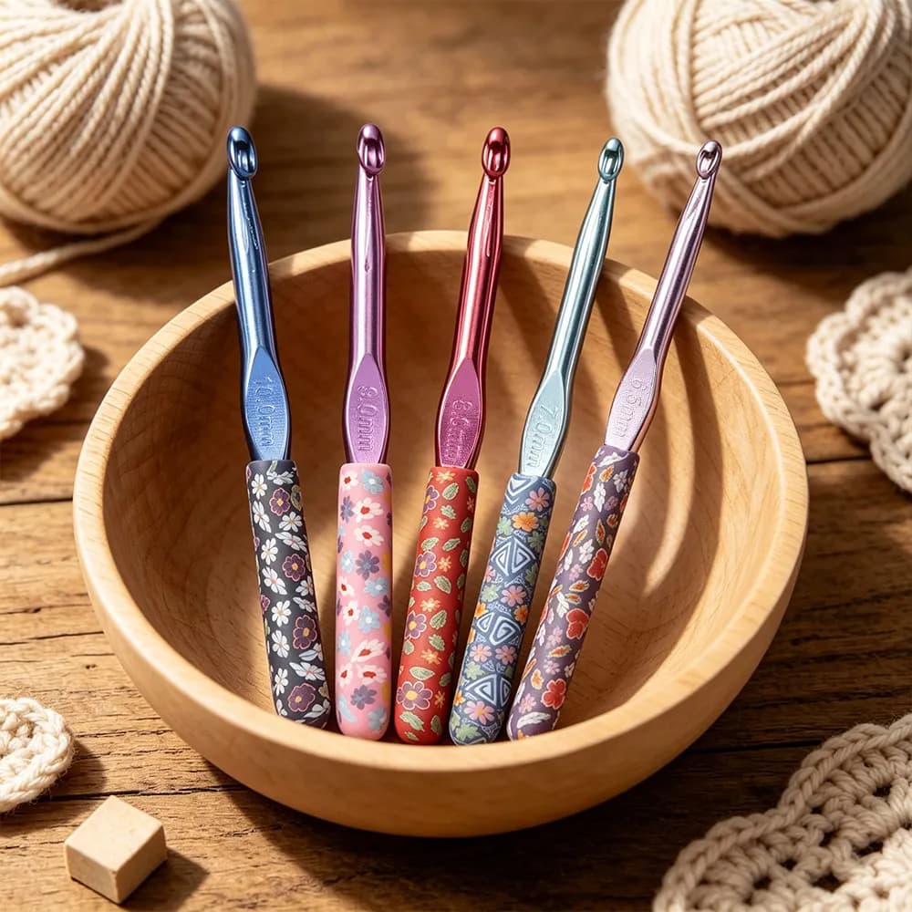 5Pcs Mixed Size Aluminum Crochet Hook DIY Sewing Craft Tool Color Crochet Hook Home Crochet Hook