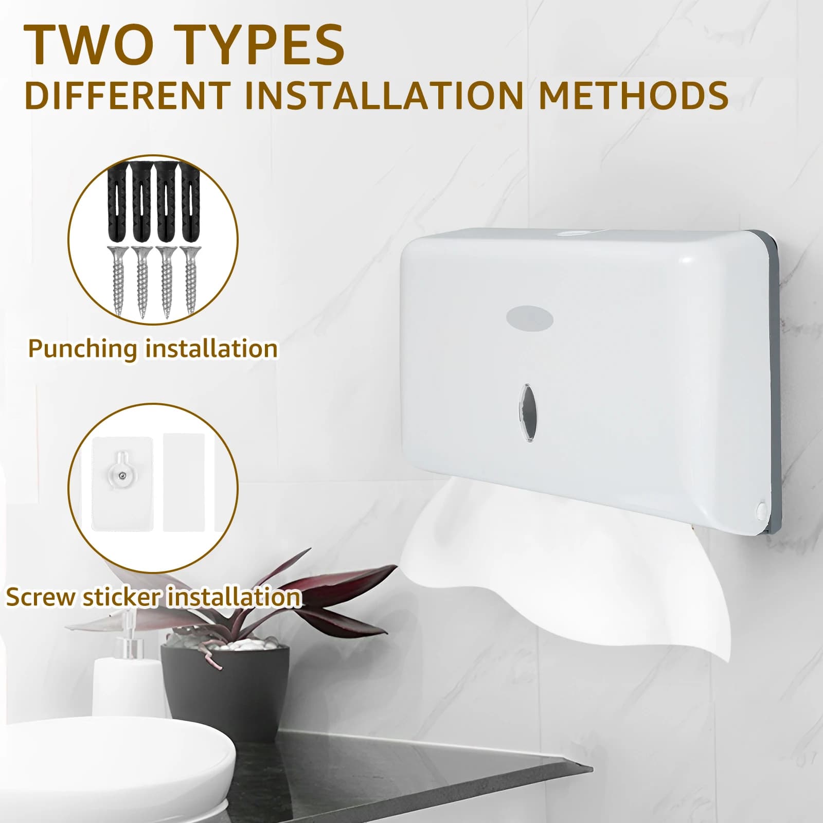 Dispenser di asciugamani di carta a parete Dispenser di carta igienica senza punzonatura per bagno, bagno, cucina, ufficio, porta asciugamani di carta