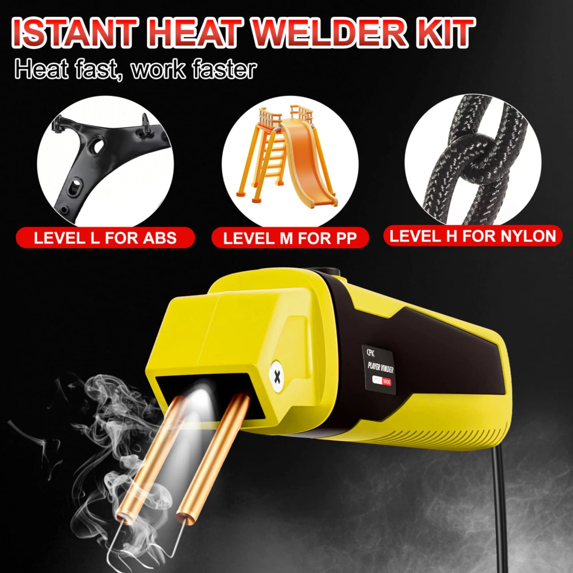 Kit di saldatura plastica da 100W con pistola saldatrice e 400/1200 graffette a caldo, pistola professionale per saldatura a caldo per riparazioni