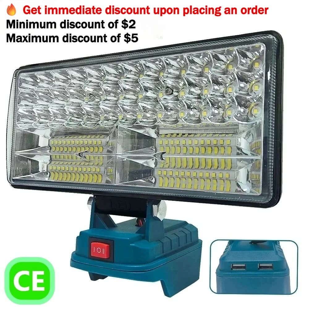 Luce da lavoro a LED da 3/4/8 pollici per Makita 14.4V 18V lampada a batteria agli ioni di litio con USB torcia esterna lanterna campeggio luce di emergenza
