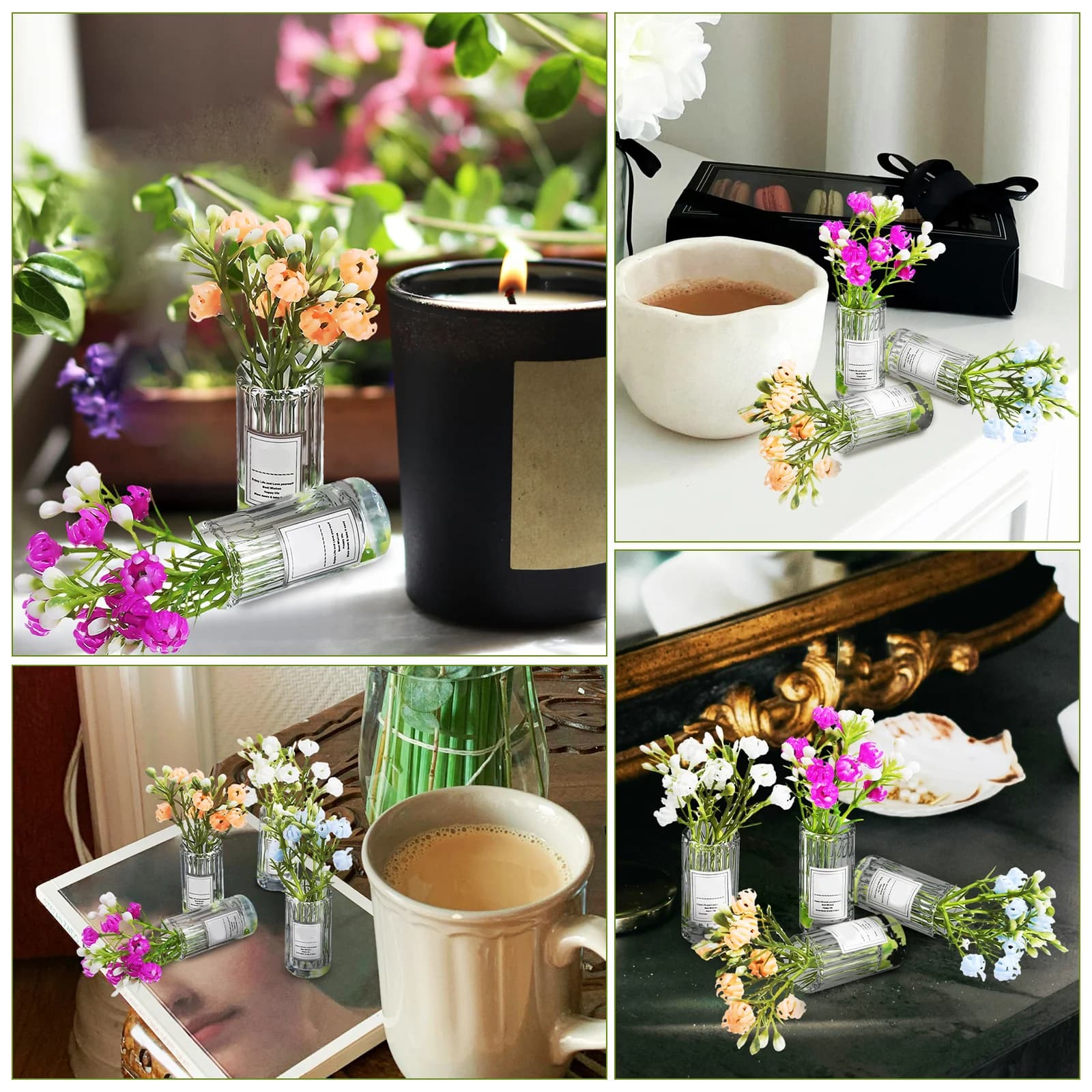 Miniature Vase Mini Pot Flower Realistic Appearance Versatile Decoration Doll House Plants Small Decoration Artificial Flowers Finti
