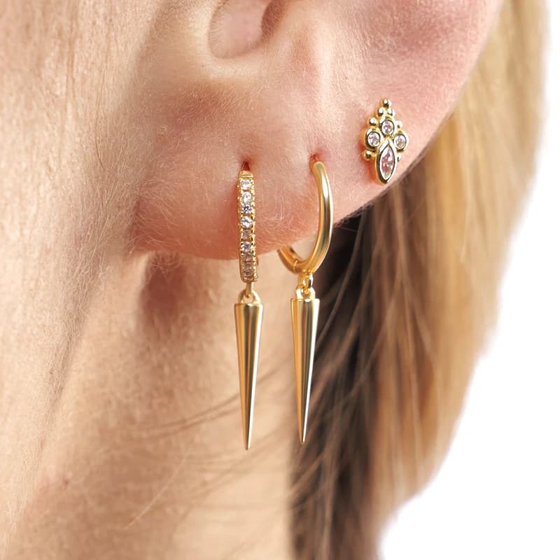 Orecchini pendenti con rivetti punk in argento sterling 925 per le donne Orecchini a cerchio in cristallo minimalista Accessori per gioielli di moda