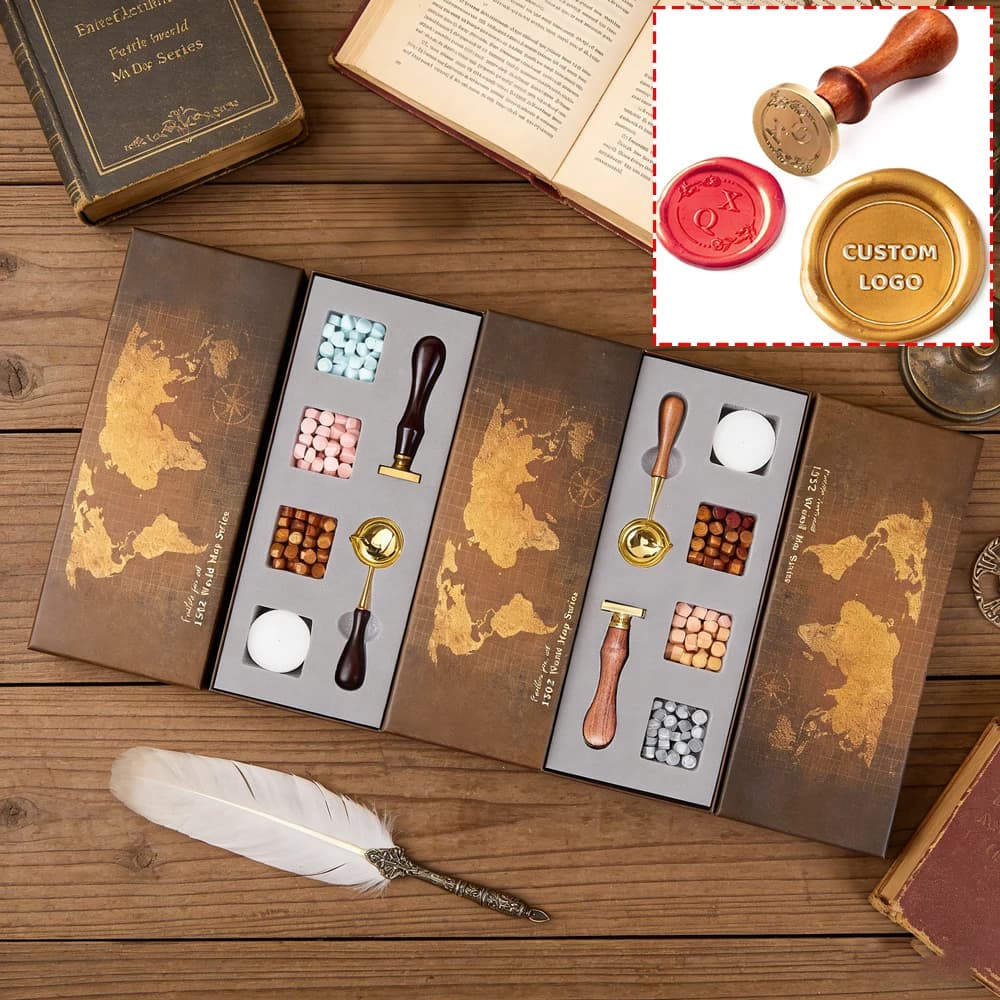 Personalized Wax Seal Stamp Set Custom Logo Design Brass Head Spoon Sealing Beads for DIY Wedding Envelope Invites Cards Craft