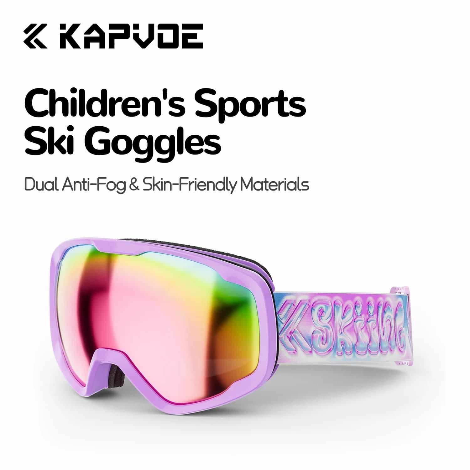 Kapvoe Occhiali da neve per bambini Ragazzi Occhiali da sole da sci Bambino Professionale Anti-appannamento Occhiali da snowboard Doppio UV400 Occhiali da maschera per bambini
