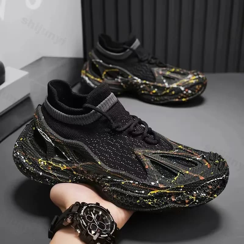 Scarpe sportive casual da uomo Scarpe da corsa da uomo autunnali in mesh traspirante leggero antiscivolo Scarpe casual da esterno alla moda Graffiti