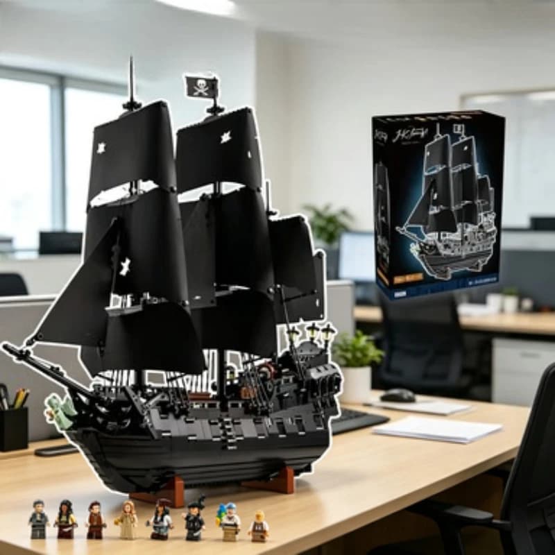 Bandai 10365 Sea Pirate Ship Black Pearl Building Blocks Sailboat Craft Model Festival Gift compatible with LEGO bricks