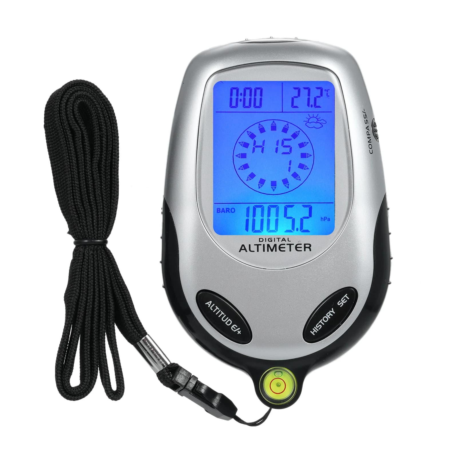 Altimetro elettronico 8 in 1 Bussola Barometro Termometro Previsioni meteo Orologio calendario Orologio Strumento per arrampicata sportiva all'aria aperta
