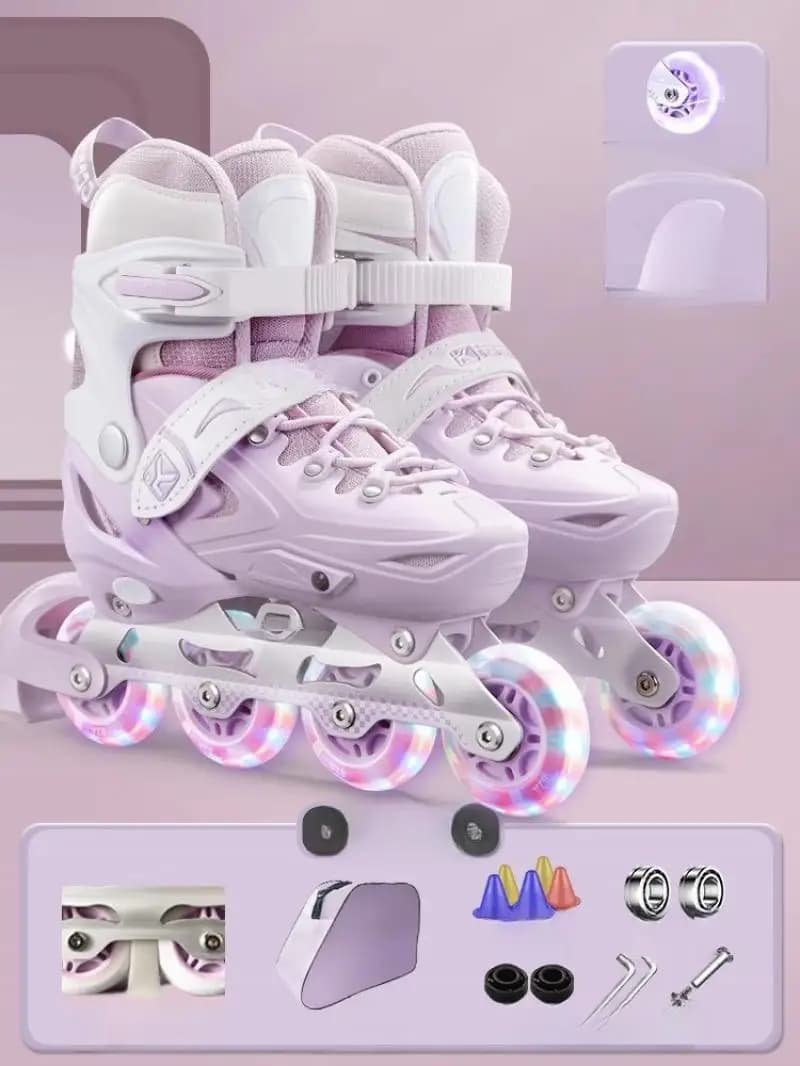 Online roller skating shoes Ginocchiere Gomitiere Set of helmets Outdoor skating for beginners Adult Unisex Lamping 4 wheels Skating Sneakers