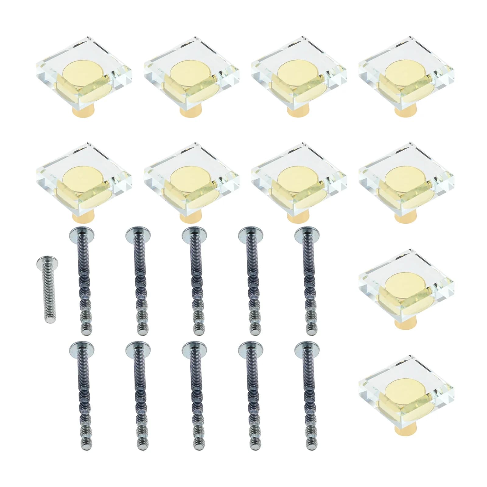 10 pezzi 3 tipi di hardware tira maniglia manopole per mobili in cristallo oro per cassettiera armadio armadio manopole per mobili con viti