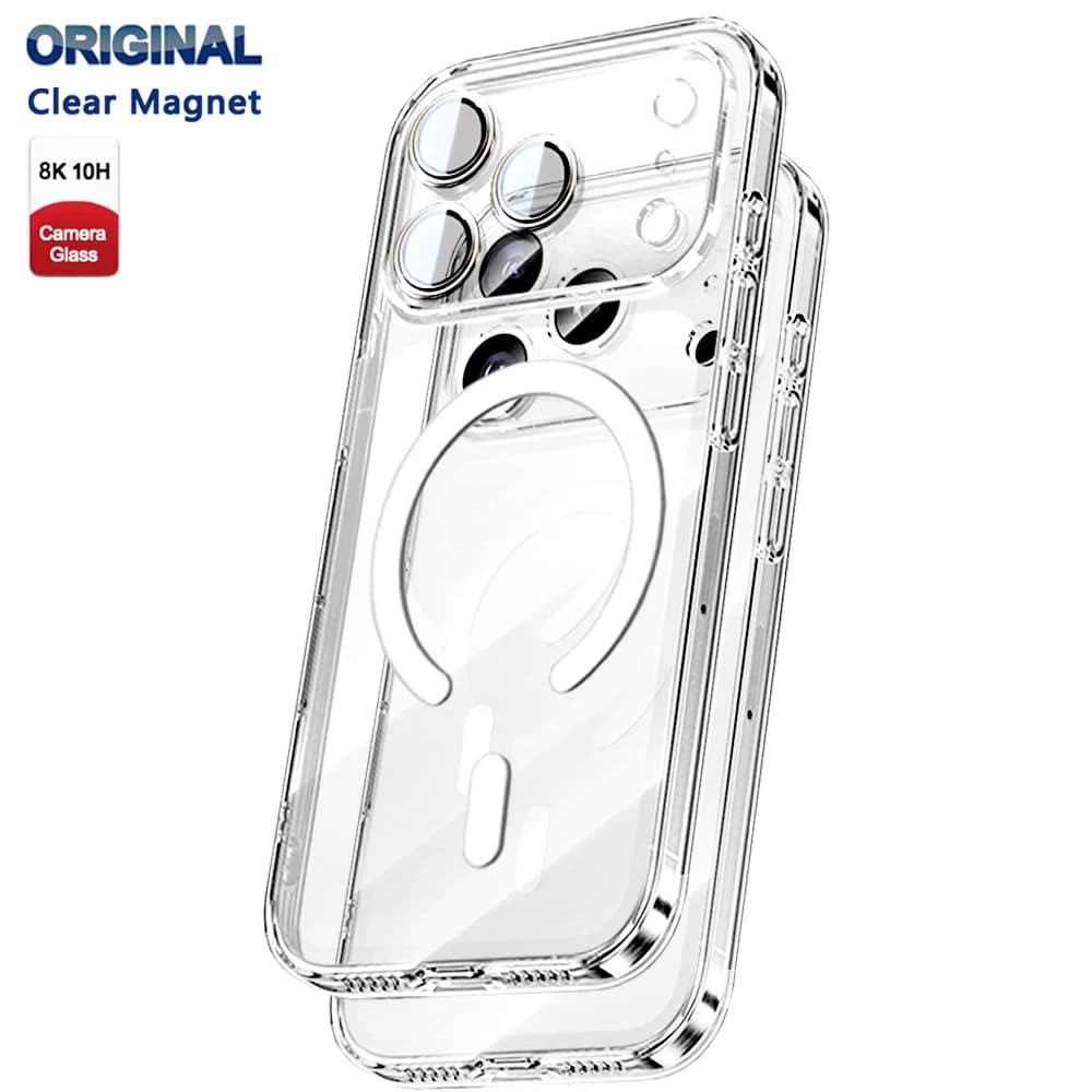 Custodia Trasparente Protezione Totale Della Schiena Magnetica Cover Per Iphone 17 Pro Max 17 Air Apple Magsafe Case Magnetica Wireless Originale Ufficiale Luxury Acrilico Silicone Morbido Confine