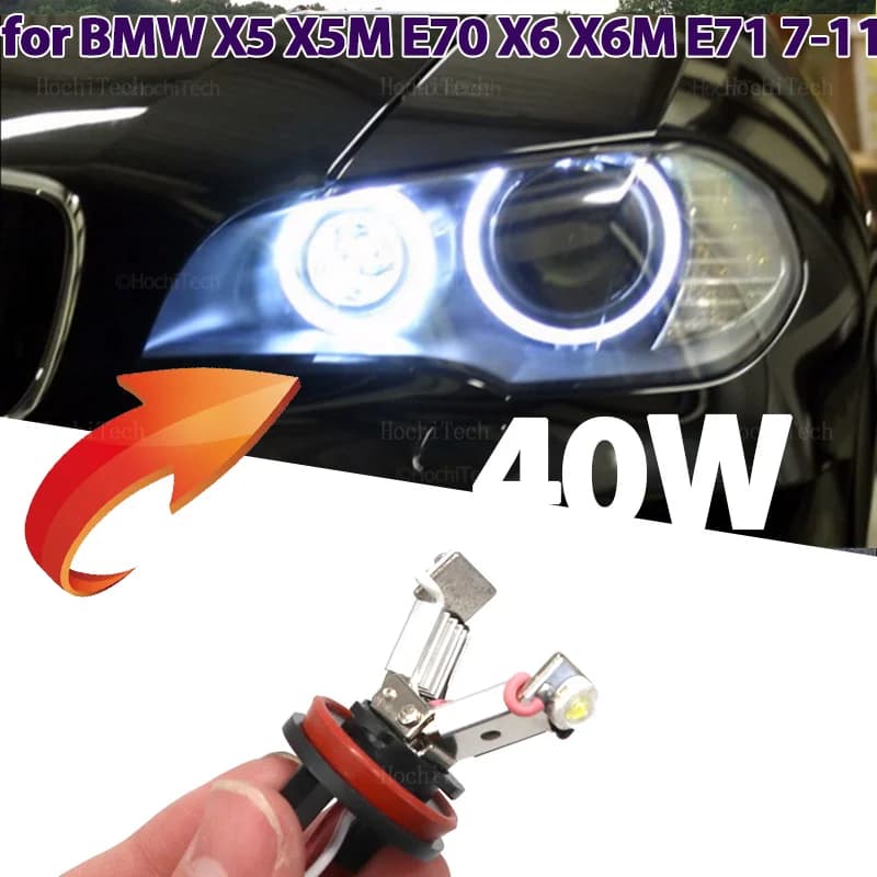 Lampadine dell'indicatore dell'anello dell'occhio di angelo del LED bianco senza errori per BMW X5 X5M E70 X6 X6M E71 E72 2007-2011