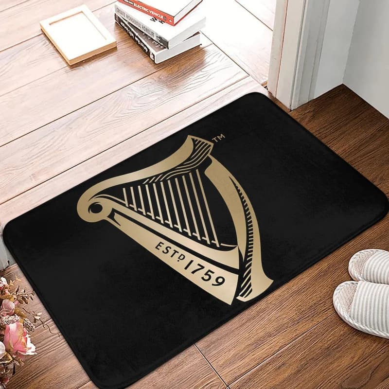 VIKAMA Harp ESTD 1759 Tappeto d'ingresso antiscivolo, Tappeto di lusso dorato, Tappeto decorativo per interni ed esterni per la casa