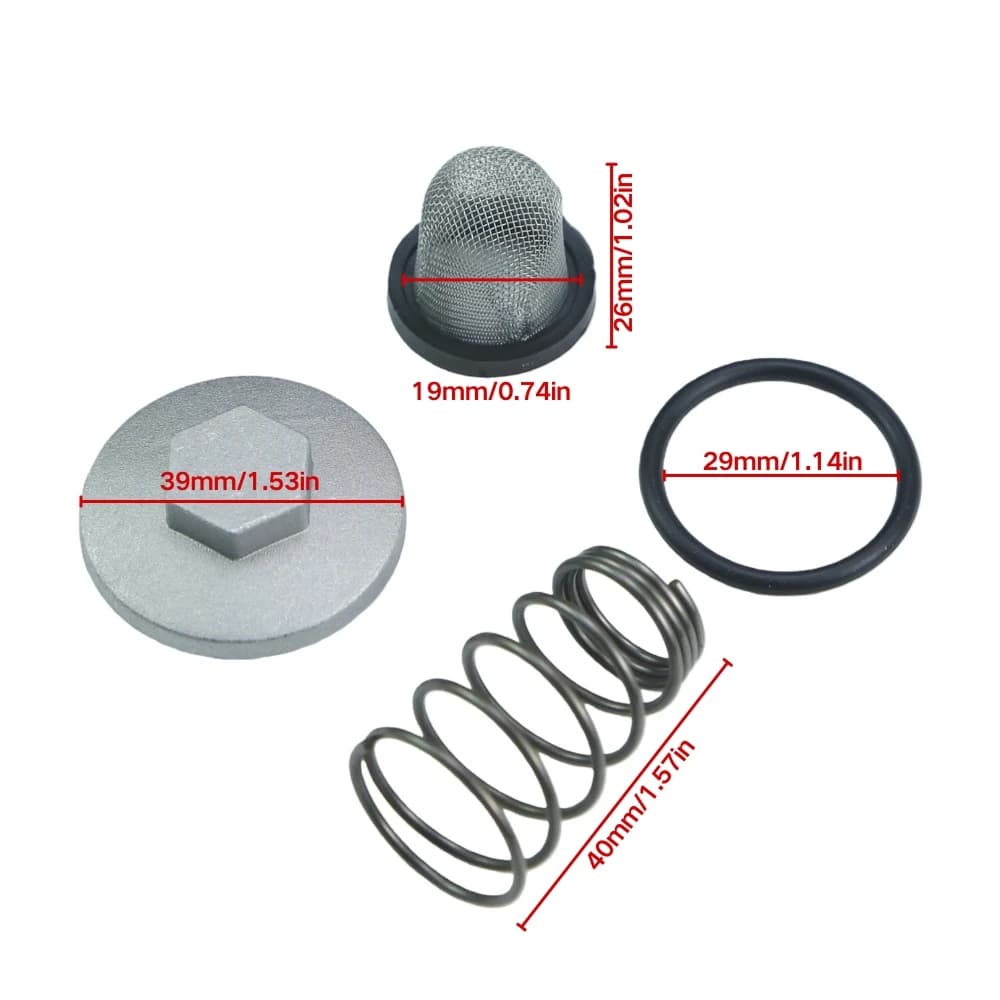 GY6 50/80/125/150CC Scooter Engine Oil Strainer Filter & Gear Oil Drain Plug Bolt with Spring O-Ring