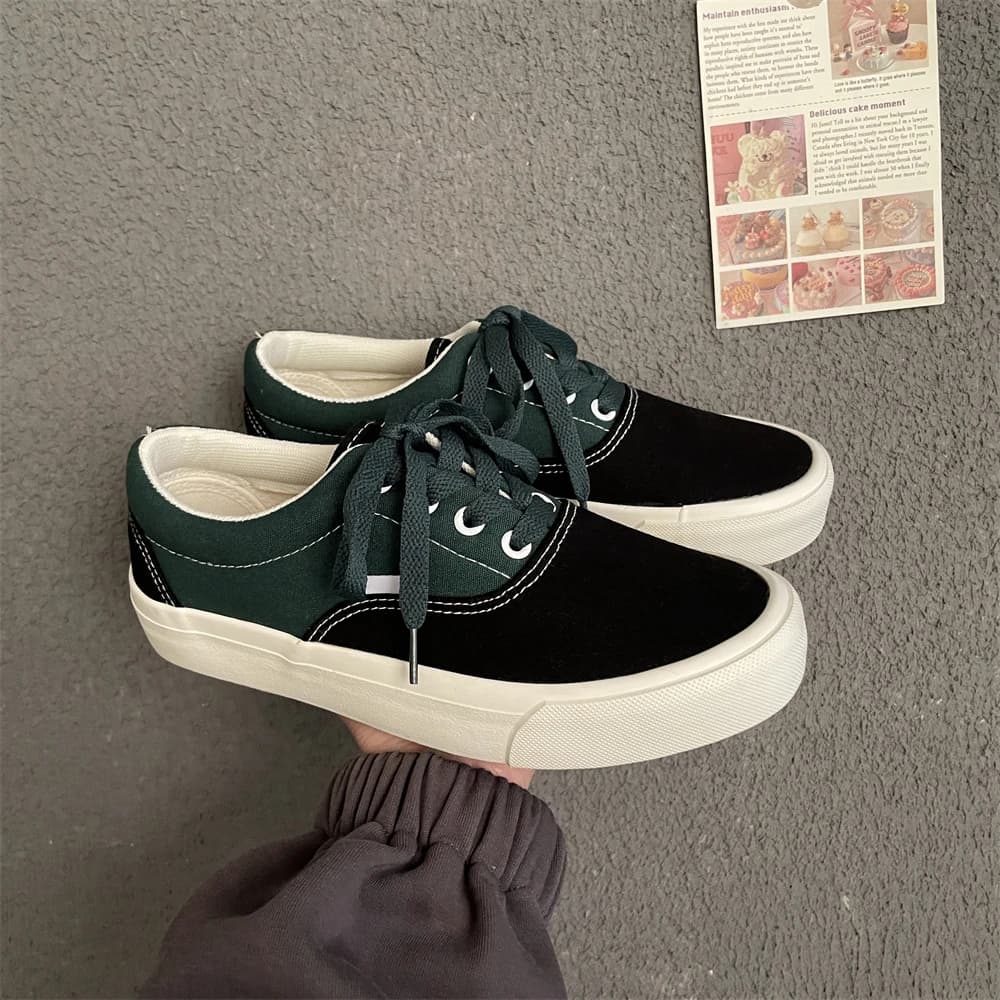 Yang Yang Chic Spliced Canvas Skate oes Casual Low Top round Toe Cross Bule for Men And Women Summer Student Couple