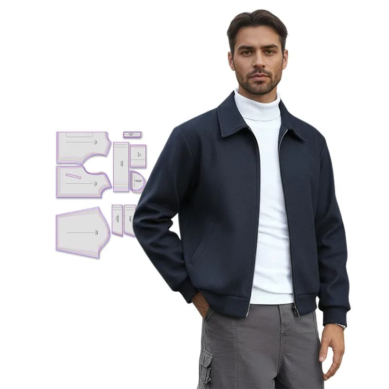 Modelli di cucito per giacca da uomo in 7 taglie (XS-XXXL), kit da cucito per principianti per abbigliamento da uomo, modelli di cucito multitaglia