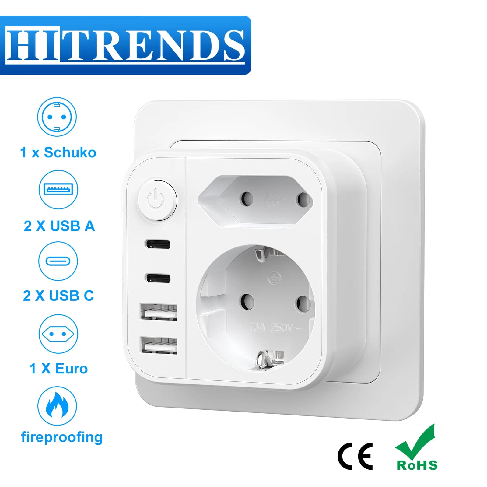 Multiple Socket Wall Charger with 4 USB 17W fast charing Power Plugs, Double Plug for USB Socket adapter for home travel
