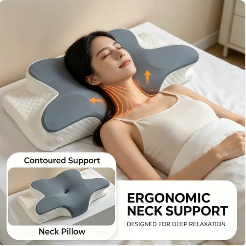 Cuscino Ergonomico Rinfrescante Estivo in Memory Foam per Supporto Cervicale e Sollievo dal Dolore al Collo per Chi Dorme su un Fianco, sulla Schiena o sullo Stomaco