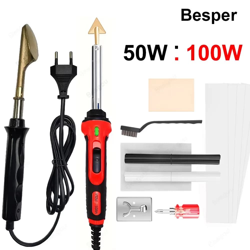 Saldatore elettrico per riparazione paraurti auto da 50 W / 100 W, strumento per lisciare la riparazione delle crepe con cucitrice termica, strumenti per stirare la pelle domestica