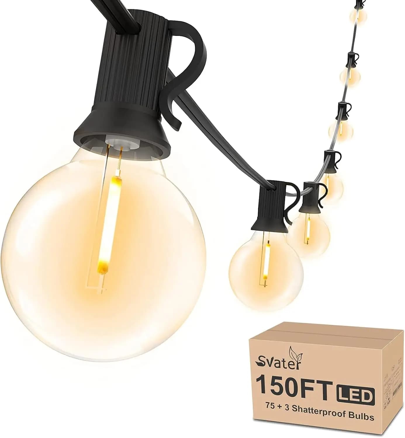 Luci a stringa da esterno da 45 m con 78 lampadine LED infrangibili, dimmerabili bianco caldo 2700K per patio, giardino, bistrot