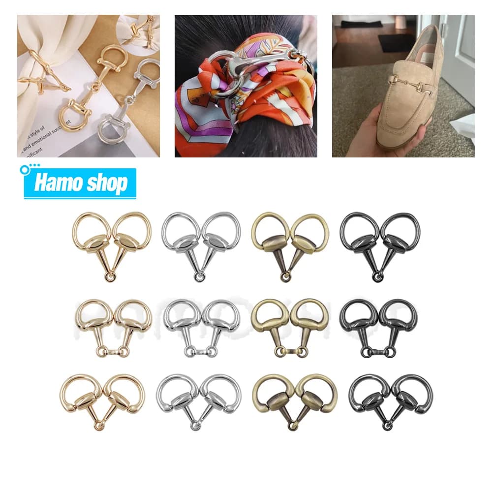 Metal Front Panel Horse Street Buckle One Word Chain Silk Scarf Pair Buckle Luggage Accessories For Shoes Bag Hats Accessories