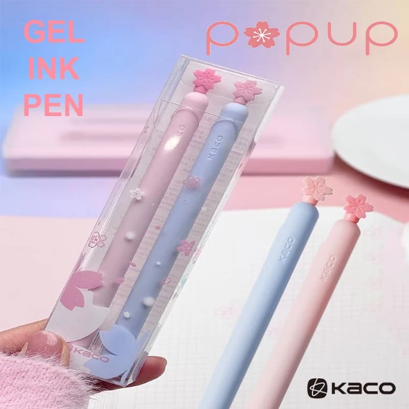 KACO Simpatiche penne gel 0,5 mm POPUP Cherry Blossom Side Press Kit penna in carbonio nero ad alto valore, regalo creativo per studentessa insegnante