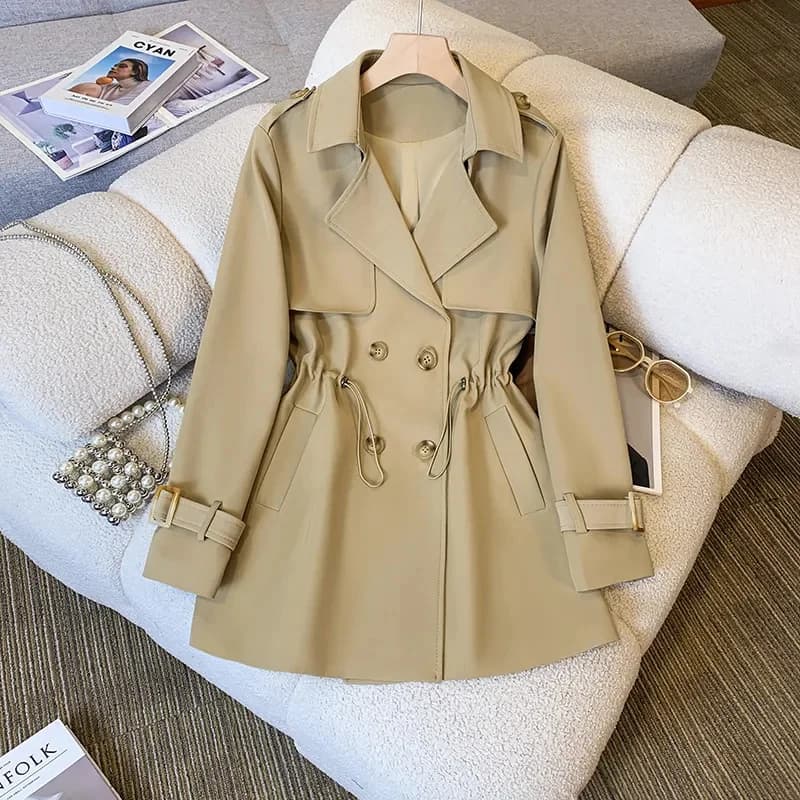 Nero Khaki Viola Colletto del vestito Trench per le donne 2025 Primavera Autunno Nuovo Slim Giacca a vento di media lunghezza Cappotti Donna Casual Top