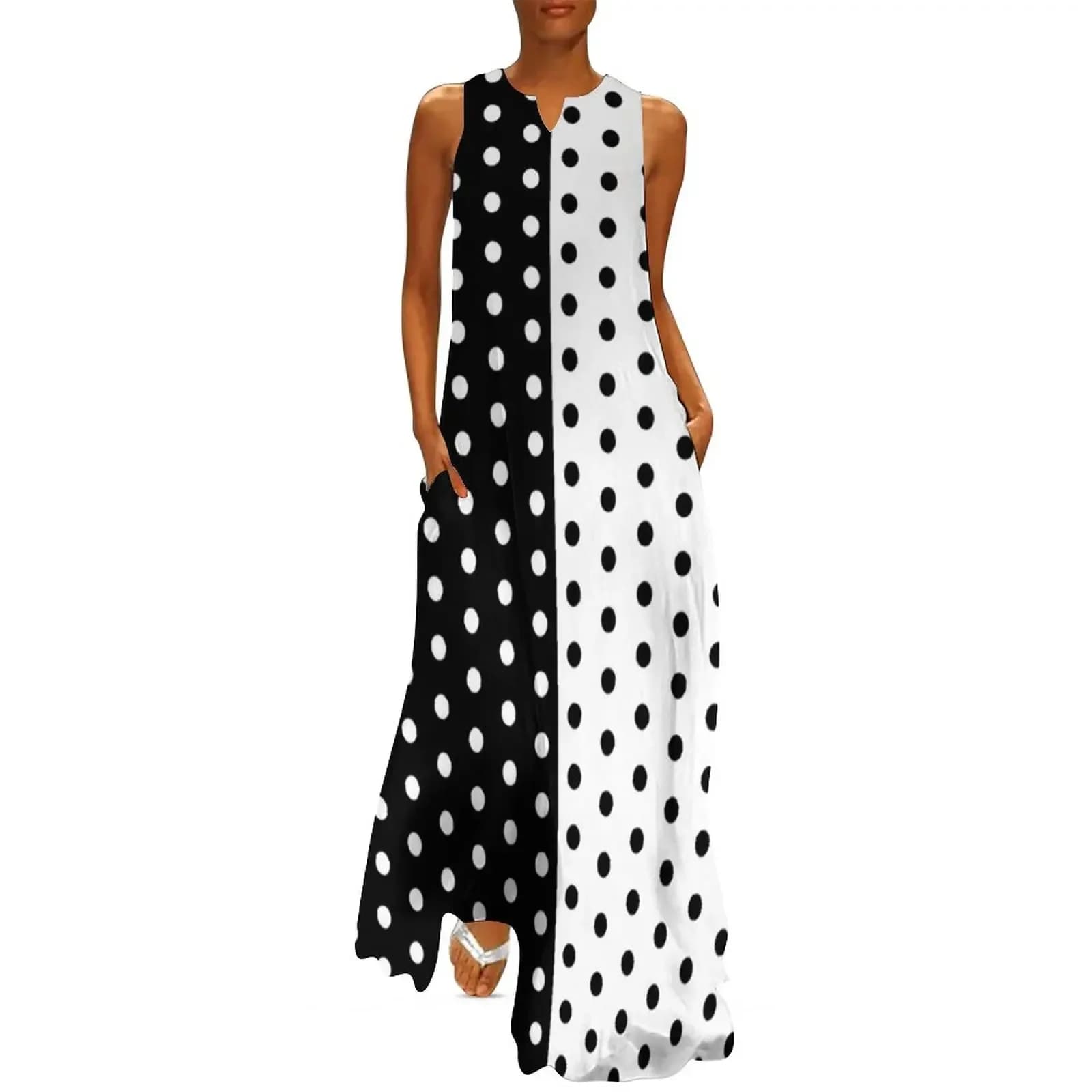 White Dot Street Wear Boho Beach Long Dress Women's Vintage Long Dress Summer Dresses