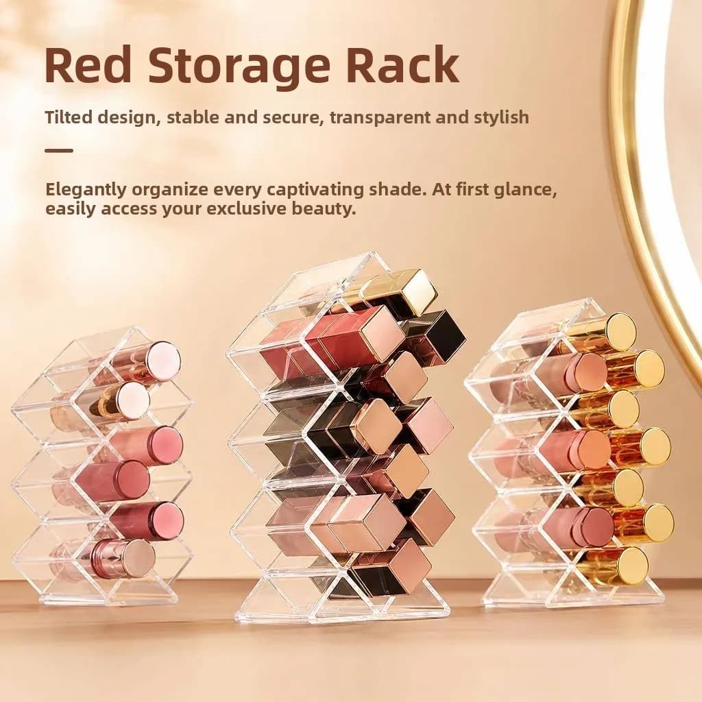 Organizer Trasparente Multi-Scomparto per Rossetti, Espositore per Cosmetici da Casa per Donne