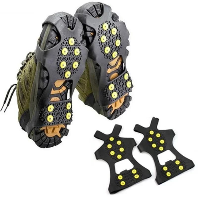 10 borchie antiscivolo neve ghiaccio pinza scarpe da arrampicata punte impugnature tacchetti copriscarpe ramponi scarpe con punta alpinismo all'aperto