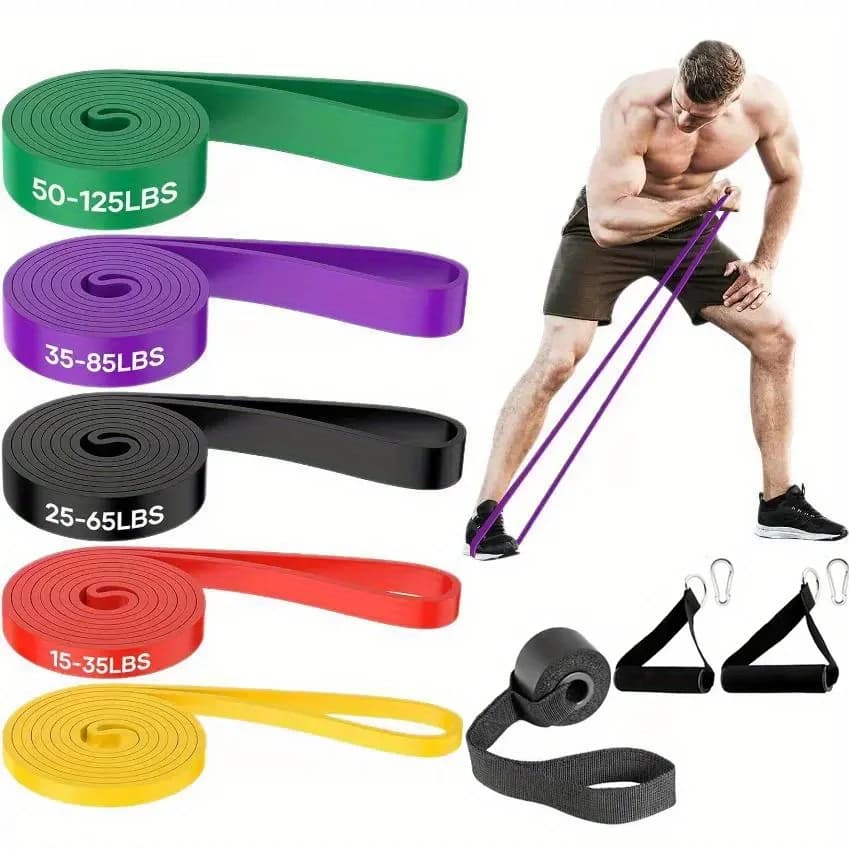 Fasce di resistenza in TPE da 10 pezzi: fasce per esercizi resistenti, impilabili e colorate per l'allenamento e l'allungamento della forza muscolare, ideali