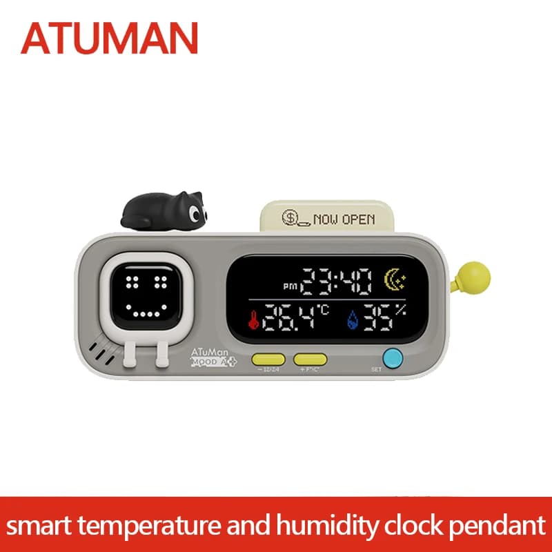 DUKA MOODA Orologio Intelligente da Scrivania con Temperatura e Umidità, Misuratore Digitale Elettrico per Casa, Promemoria Intelligente e Divertente
