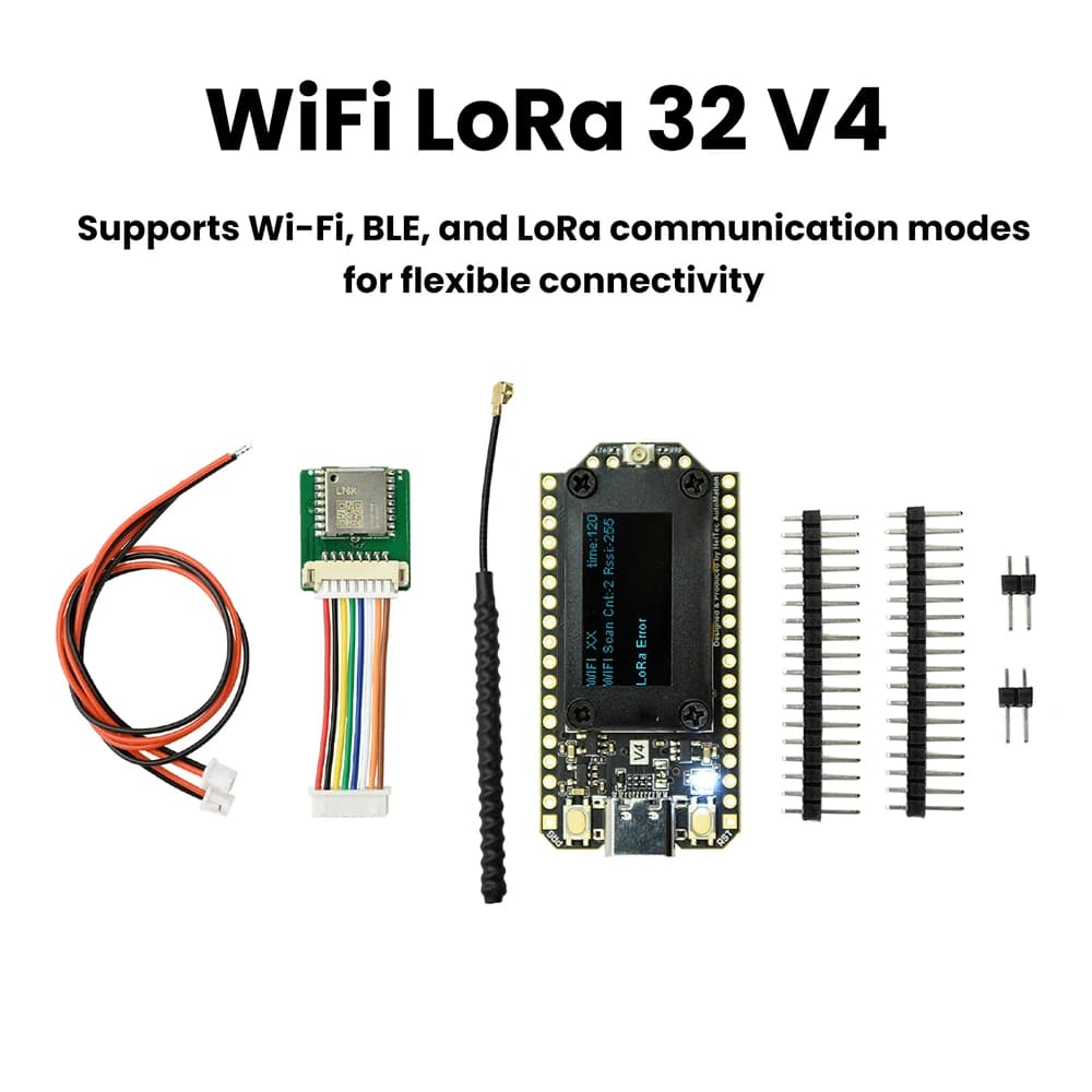 LoRa 32 V4 development card with WiFi and LoRa, 0,96' OLED display, Solar power supply, GPS, ESP32 SX1262, WiFi BLE, ESP32-S3R2 in Low Consumption for Arduino IoT, Type-C