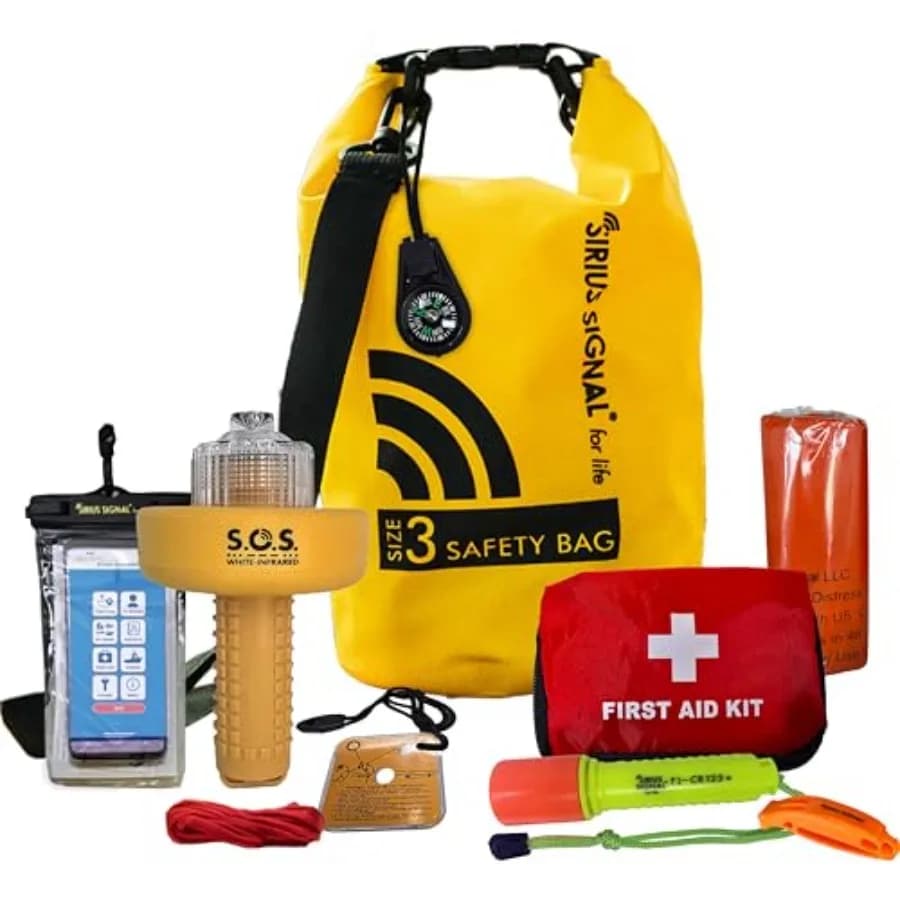 Kit di Emergenza e Sicurezza SB-3L per Nautica, Borsa Impermeabile SOS per Kayak, Barche e Imbarcazioni a Remi, Approvato USCG, in Poliestere Arancione