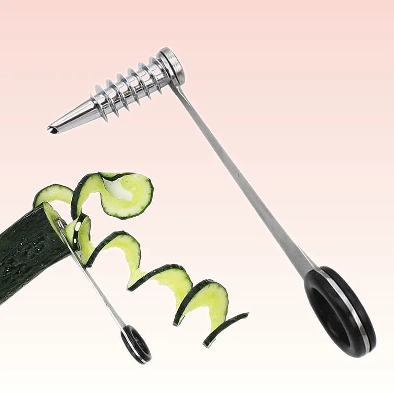 Spiral Slicer Blade Cucumber Carrot Potato Vegetable Spiral Knife Stainless Steel Handheld Kitchen Tool