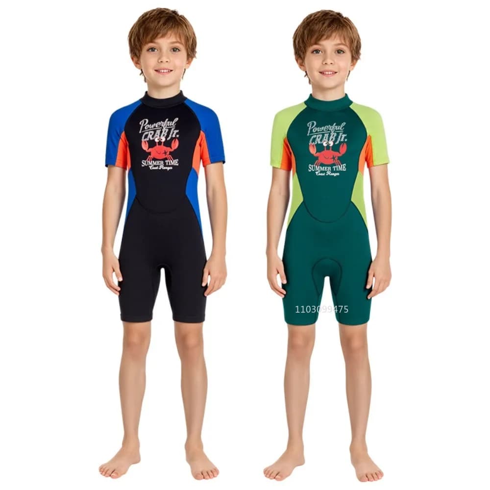 Children's full sleeve swimsuit, neoprene, surfing, sunscreen, rash guard, snorkeling and diving