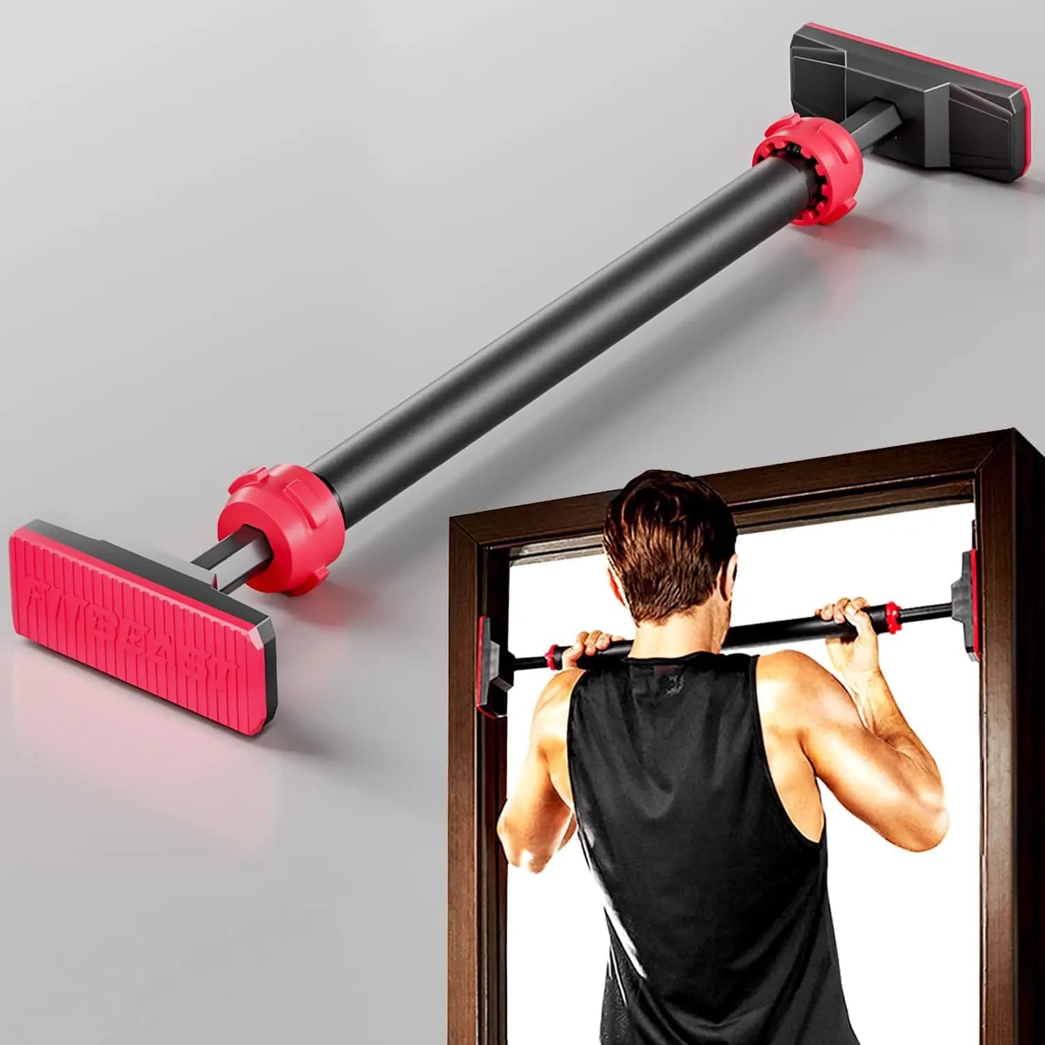 Pull Up Bar for Doorway, Strength Training Chin Up Bar No Screws, Adjustable Width Locking, Max Load 440lbs Home Gym