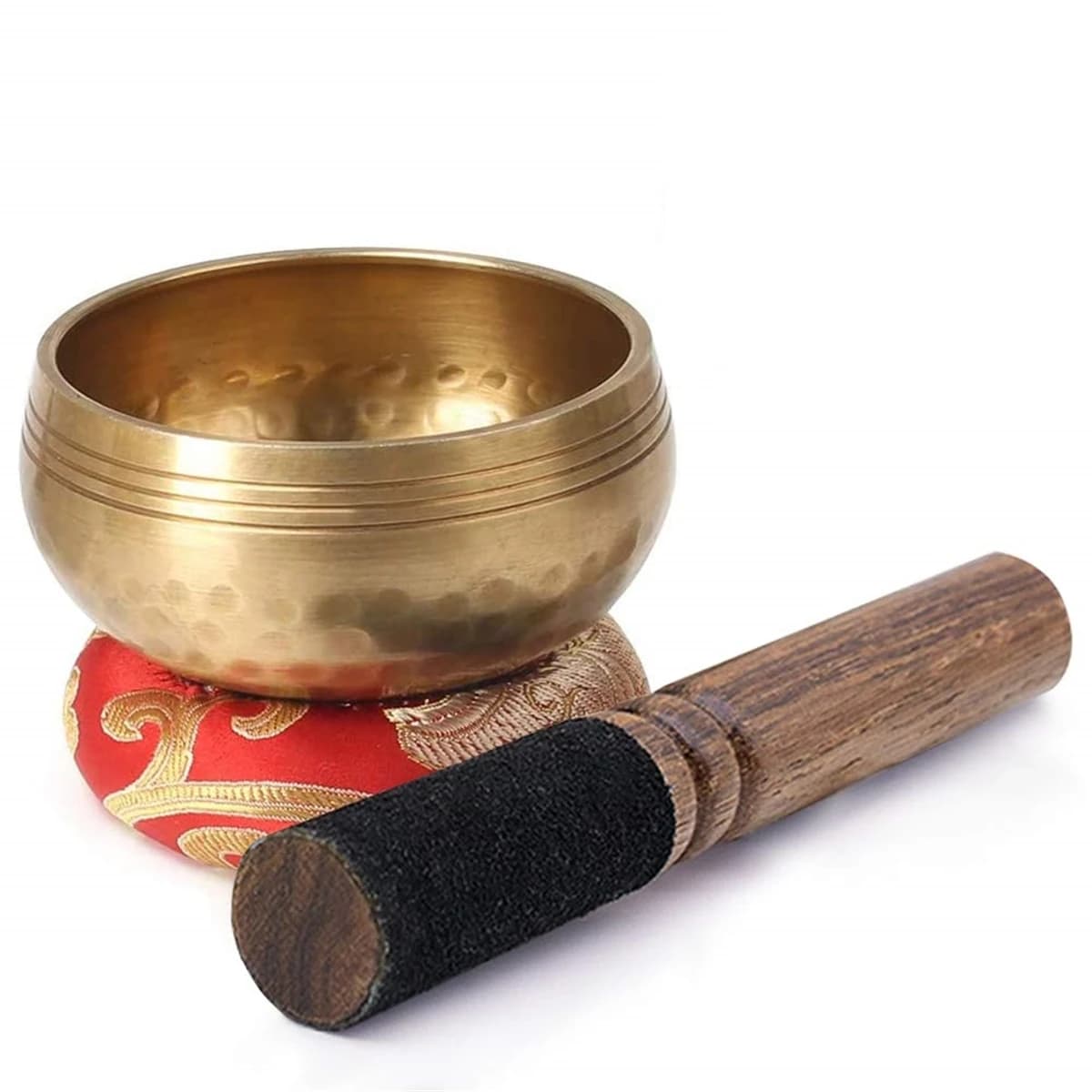 Handmade Brass Tibetan Singing Bowl Set with Cushion Mallet Meditation Yoga Sound Healing Chakra Relaxation Gift Box