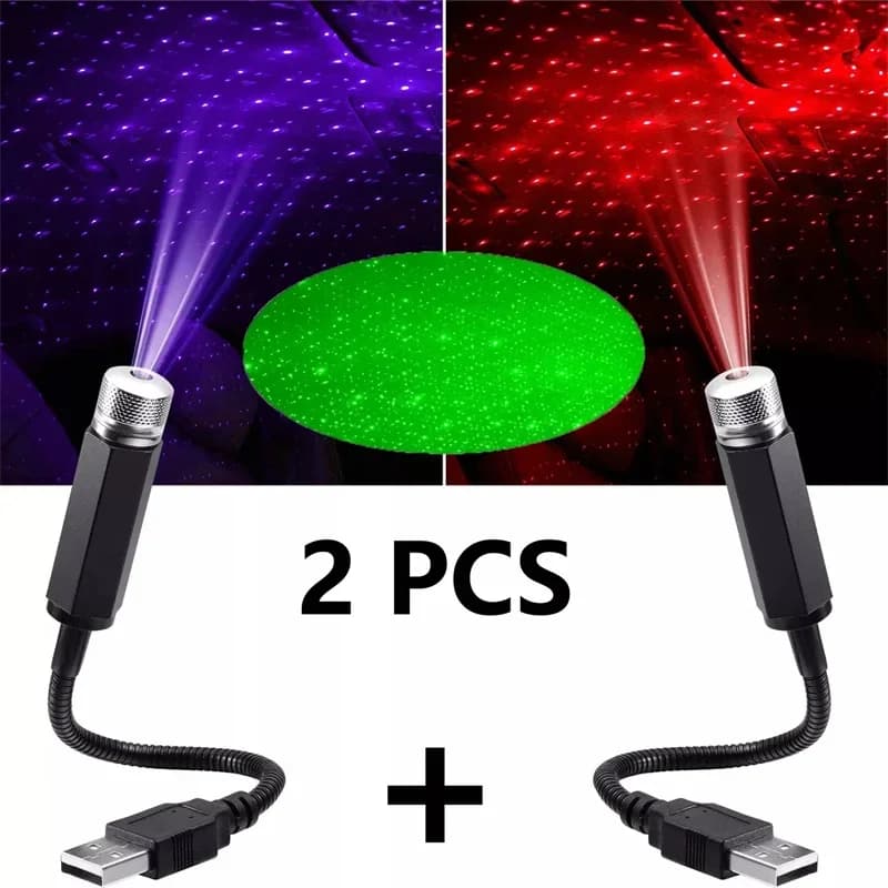 Mini proiettore per luce notturna a stella a LED per auto, risparmio energetico USB, atmosfera galassia, cielo stellato, decorazione del tetto per veicolo