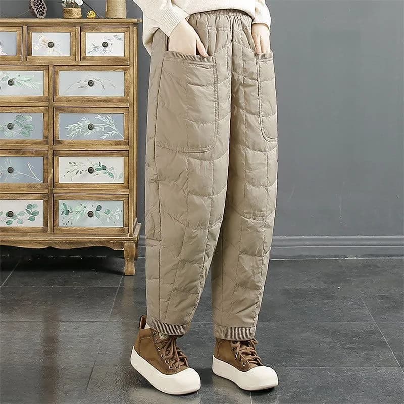 Women's Lightweight Cotton Blend Sports Pants Windproof Warm Casual Patchwork Boot Cut High Waist Polyester Fiber Elastic Waist