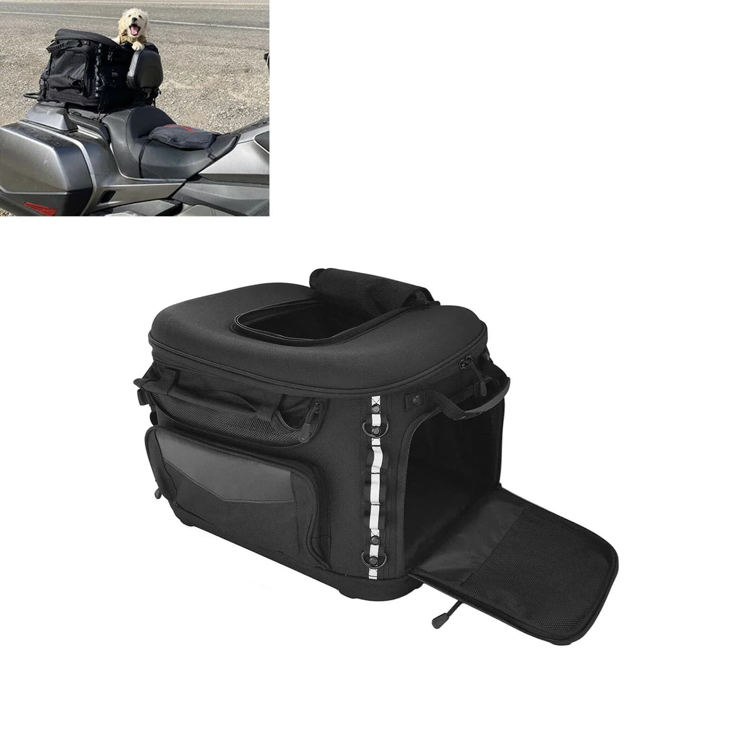 Moto Pet Dog Cat Carrier Bag Portapacchi Sissy Bar Per Harley Touring Trike Modello BMW R1150R G310R