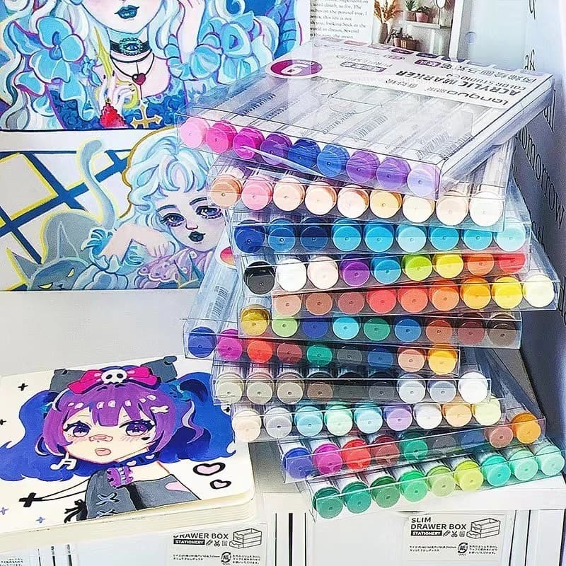 9 Colors Acrylic Paint Pens Paint Markers for Rock Painting Canvas Manga Ceramic Glass Stone Fabric & Art Supplies Brush Pen
