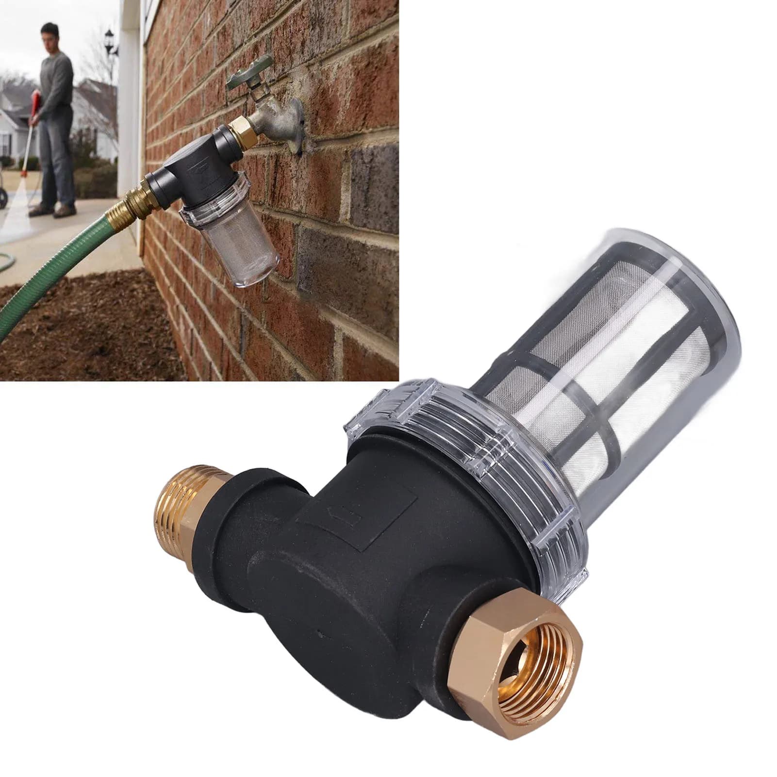 Filtro per Tubo da Giardino con Filettatura da 3/4 di Pollice, Sistema di Pre-Filtrazione in Plastica Ingegneristica, Filtro Acqua Sedimentata per Tutta la Casa