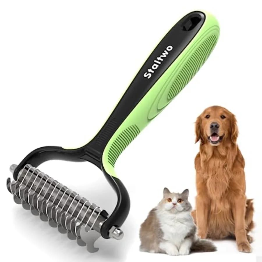 Accessori per la Toelettatura degli Animali - Spazzola Professionale 2-in-1 per Sottopelo e Controllo della Perdita di Pelo per Cani e Gatti a Pelo Lungo