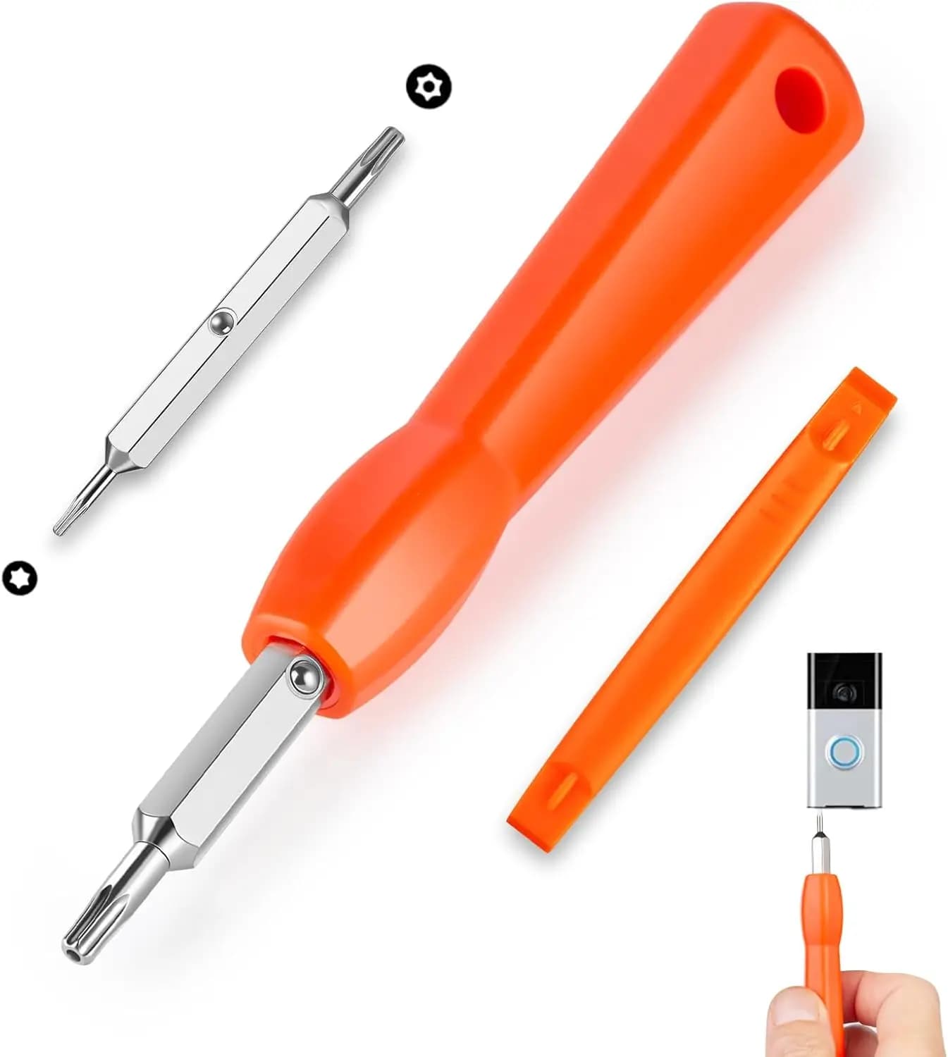 Video Doorbell Screwdriver, Double-Ended T6 T15 Screw Driver Tool for Camera Video Doorbell Replacement, Battery Change, Wifi Pa