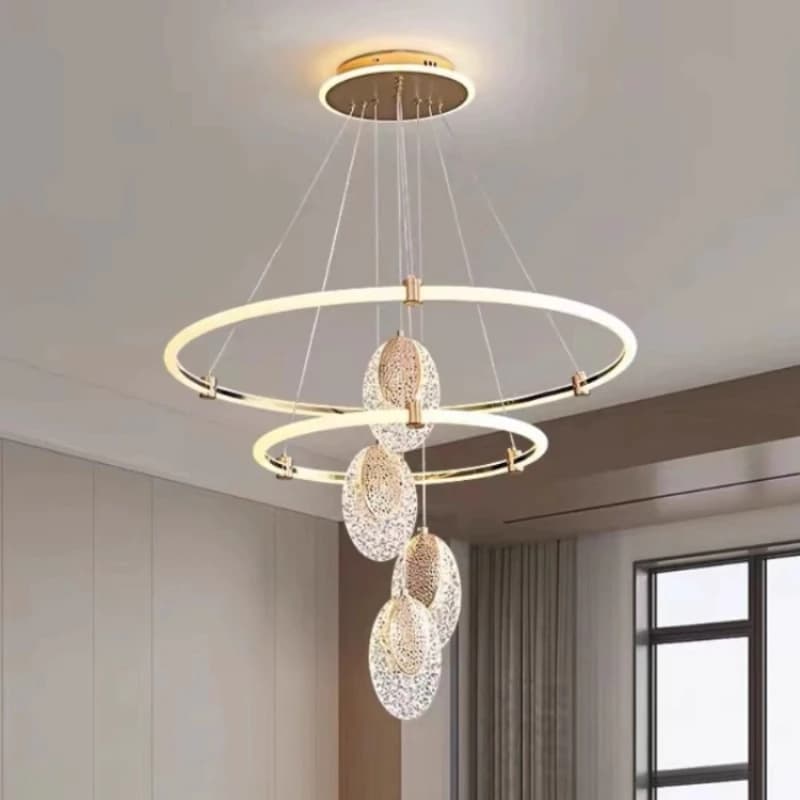 Lampade a sospensione a soffitto ad anello in acrilico di lusso leggero Moderno ed elegante Villa Cucina Ristorante Soggiorno Caffetteria Illuminazione Decor