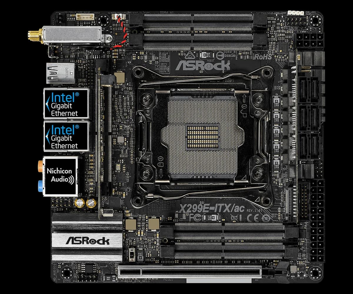 ASRock X299E-ITX/ac Mini ITX DDR4 Intel X299 LGA 2066 support i9-9940X 9800X 7800X 10900X cpu PCI-E 3.0 M.2 new