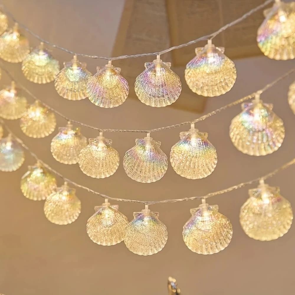 1PC 20LED Atmosfera Shell Luci della stringa Alimentate a batteria Lucine Lampade decorative romantiche per la stanza Festa di nozze Campeggio