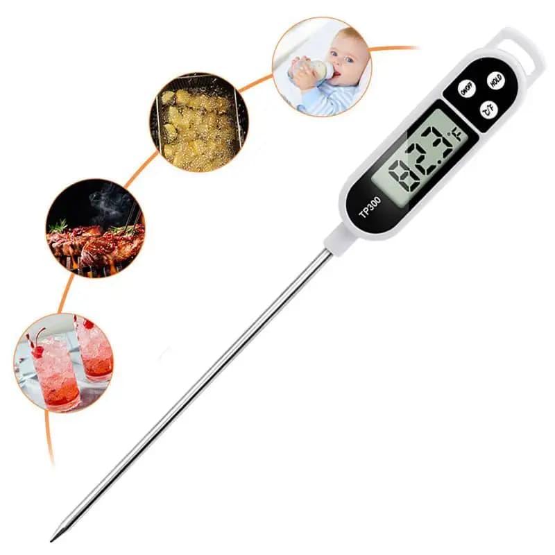 1 sonda in acciaio inossidabile per cucinare alimenti, fornello per barbecue, acqua, latte, olio, carne liquida, termometro da cucina digitale