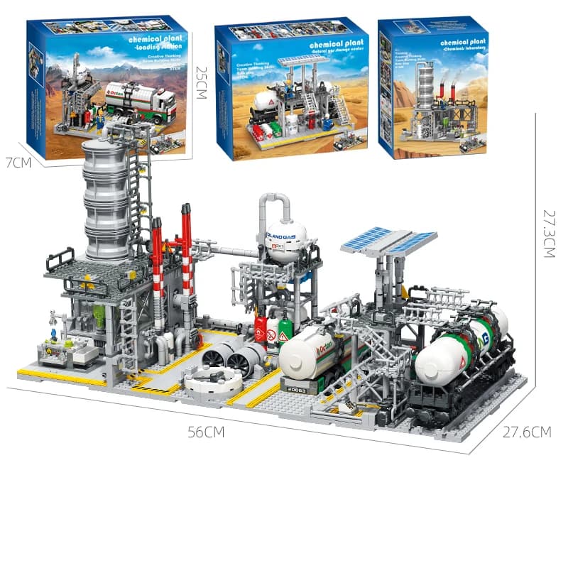 704 pezzi serie di piante chimiche centro di stoccaggio del gas naturale modello di laboratorio assemblaggio giocattoli da costruzione fai da te per bambini